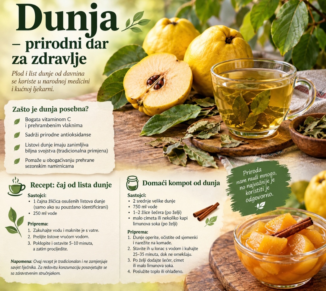 Dunja – mirisni plod i list iz prirodne riznice zdravlja: tradicionalni recepti koji zaslužuju pažnju